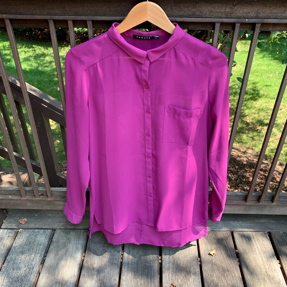 Trouve Button Down Magenta Blouse